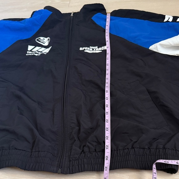 Divided Black and Blue Zip Jacket with White Accents - Picture 6 of 8